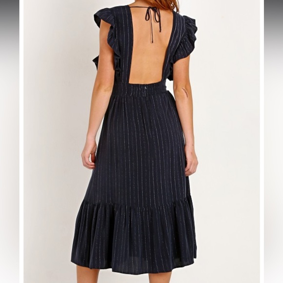 NWT Stillwater Jessie Midi Dress Navy Metallic Stripe - Picture 4 of 10